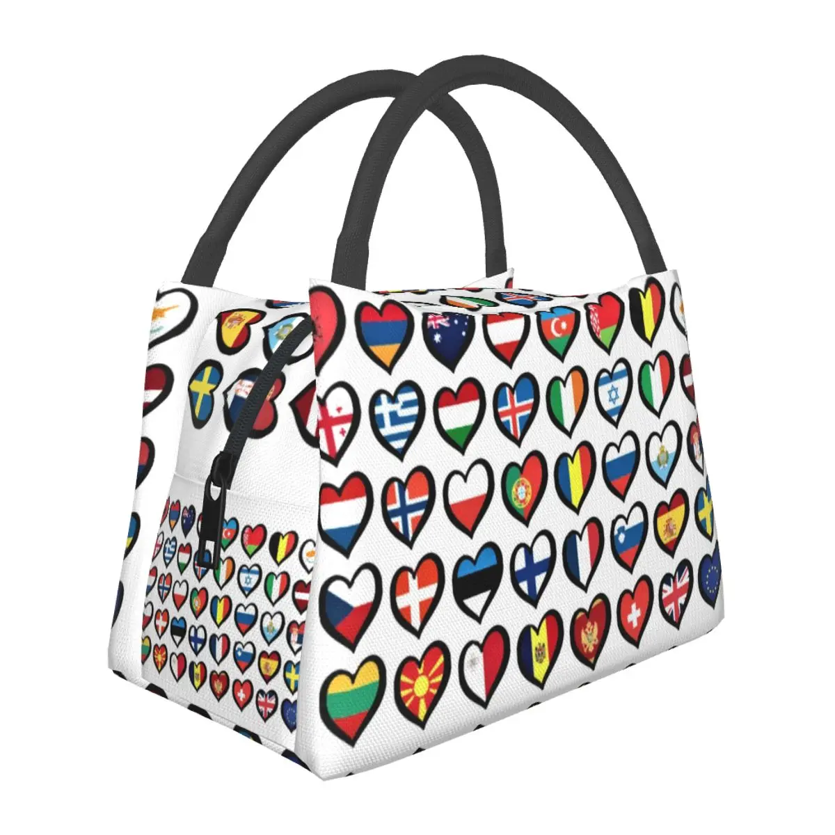 

Eurovision Song Contest Flags Hearts Lunch Bags Insulated Bento Box Leakproof Picnic Bags Cooler Thermal Bag for Woman Girl