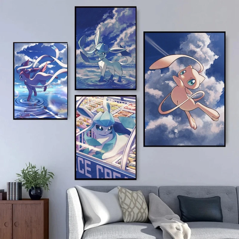 

Pokemon Glaceon Characters Canvas Artwork Painting Living Room Poster Children's Bedroom Decoration Modular Prints Wall Art