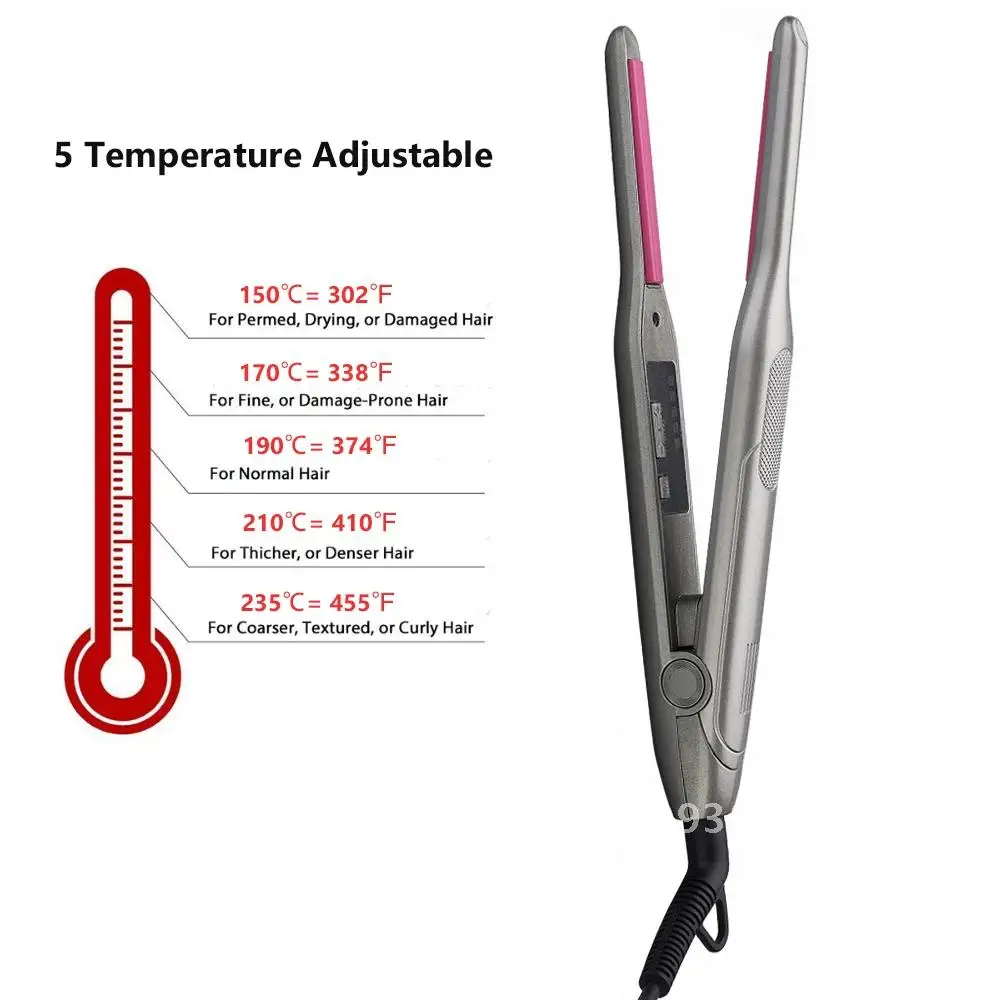 Narrow Hair Straightener Comb Pencil Hair Curler two in one Mini Thinnest LED Short Hair Ceramic with Display Flat Iron for