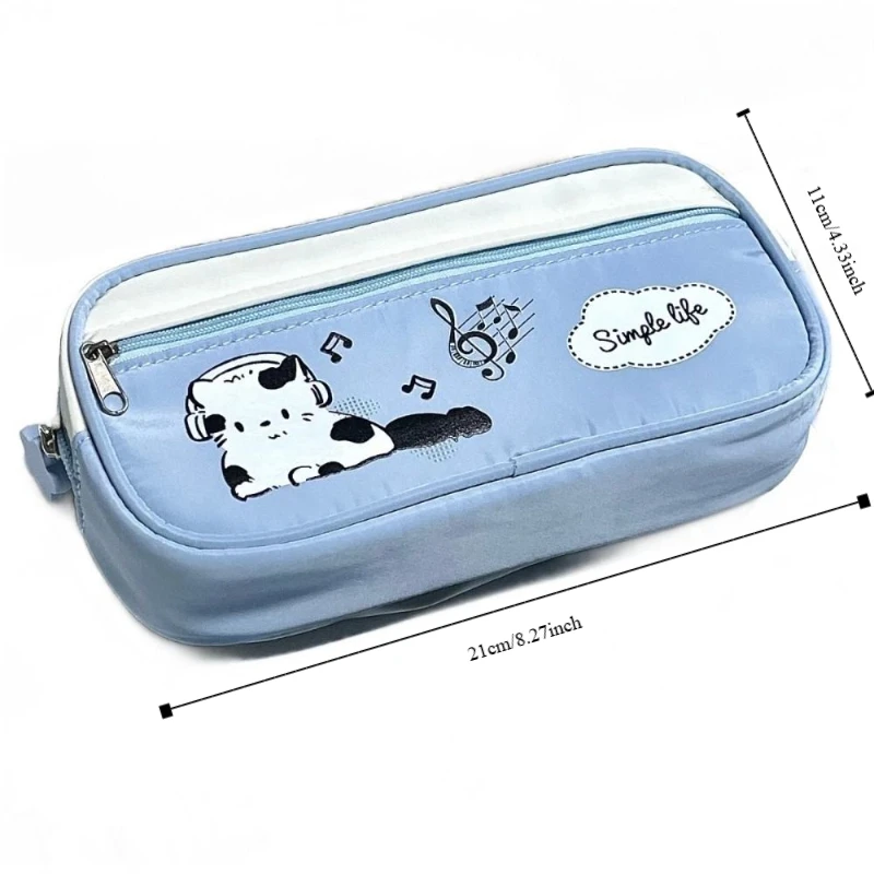 Large-capacity Music Cat Pencil Case Multifunctional Capybala Cartoon Cat Pen Bag Drawstring Animal Zipper Pencil Bag