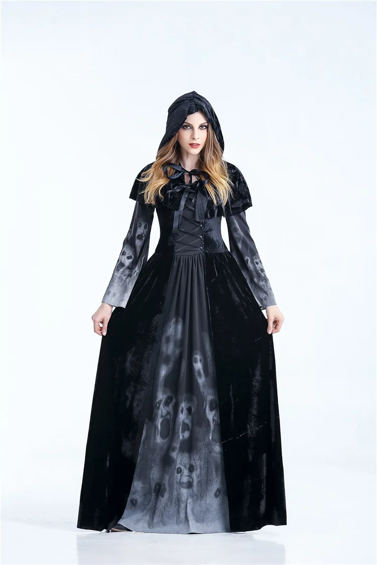 Costumes de Cosplay Effrayant d'Halloween pour Femmes, Accessoires de Costume de Sorcière Fantôme, Ensemble de Robe Médiévale Gothique, Vêtements de Vampire Imbibés d'Horreur, Nouvelle Collection