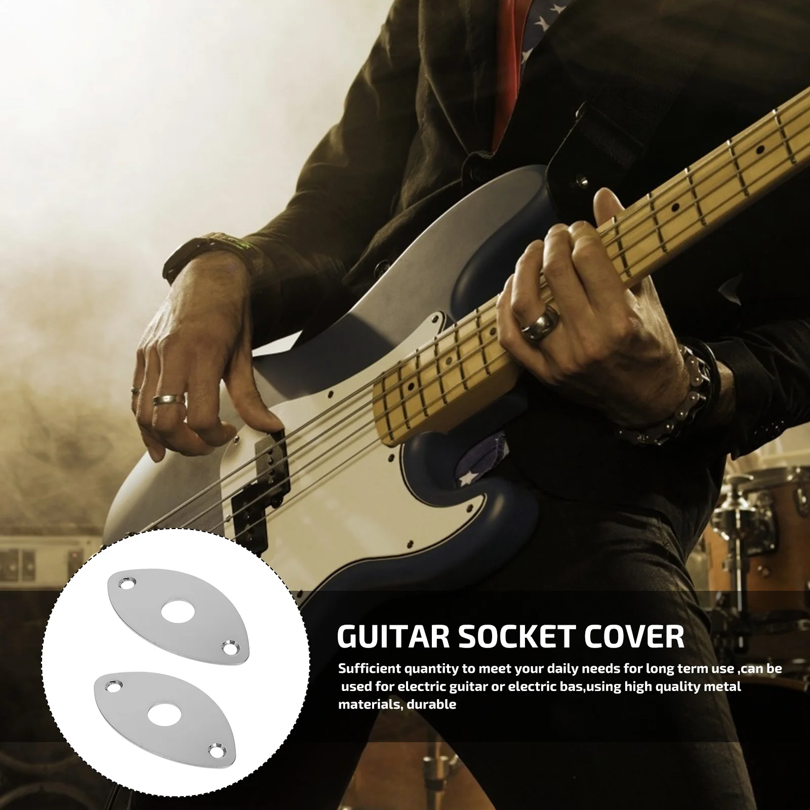 

2 pcs Electric Guitar Jack Cover Silver Mini Socket Plate Bass Cat-eye Metal Durable Quality Guitar Accessories Musical