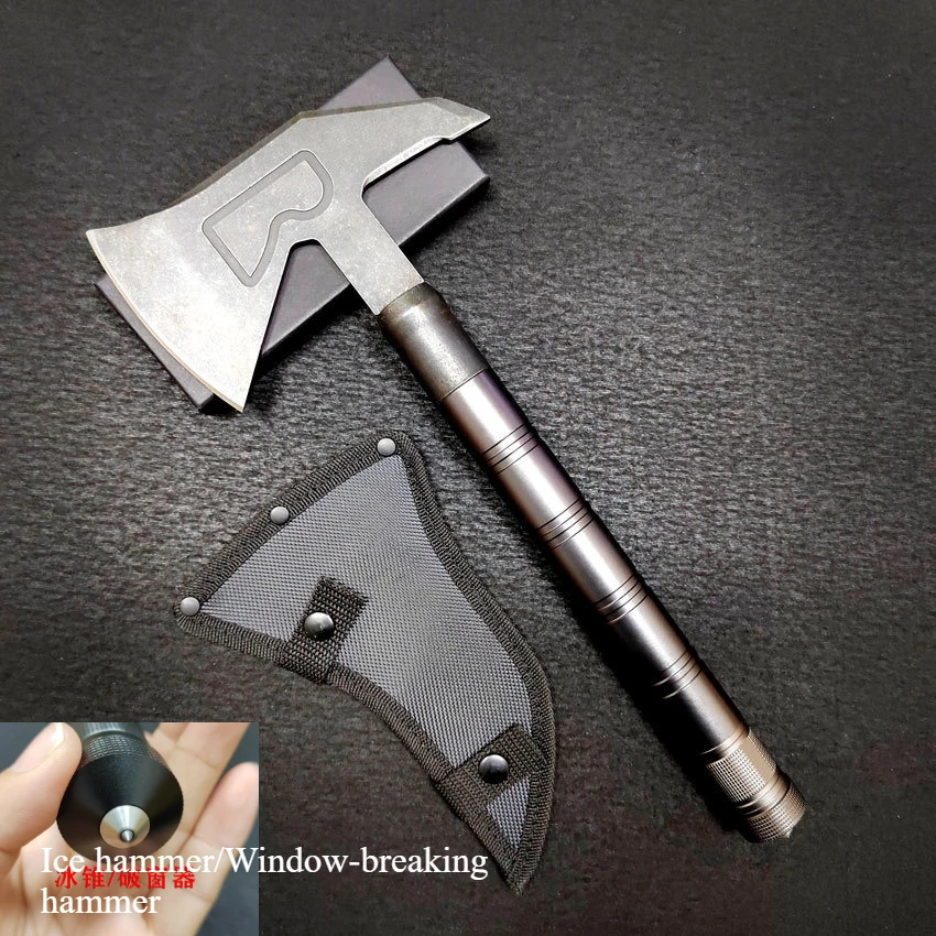 Outdoor Camping Multi-functional Axe Window Breaking Vehicle-mounted Escape Ice Cone Axe Cutting Felling Self-defense Tools