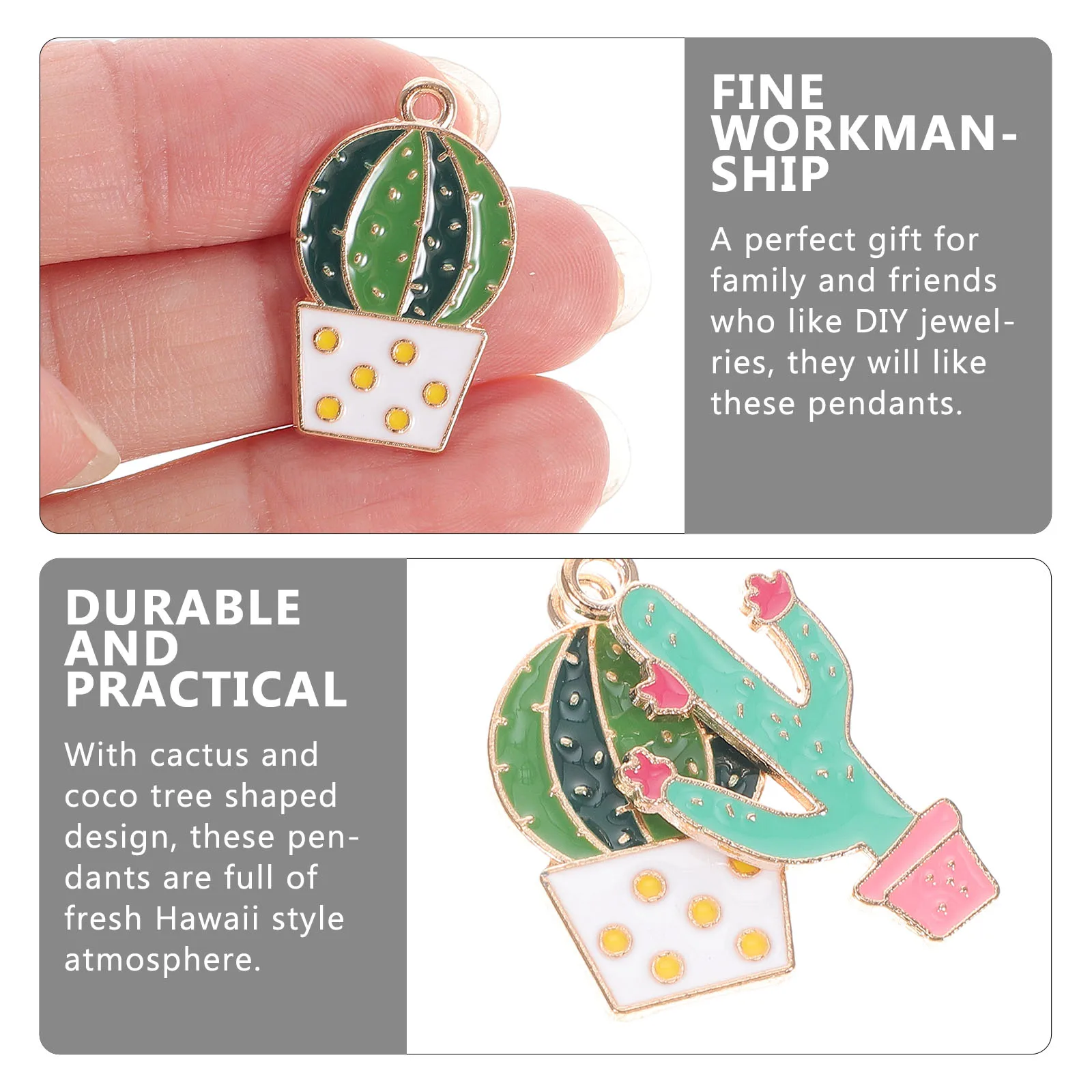 

40Pcs Alloy DIY Pendant Charms Cactus Tree Design Enamel Jewelry Making Accessories Necklace Earrings Cactus Shaped Charms