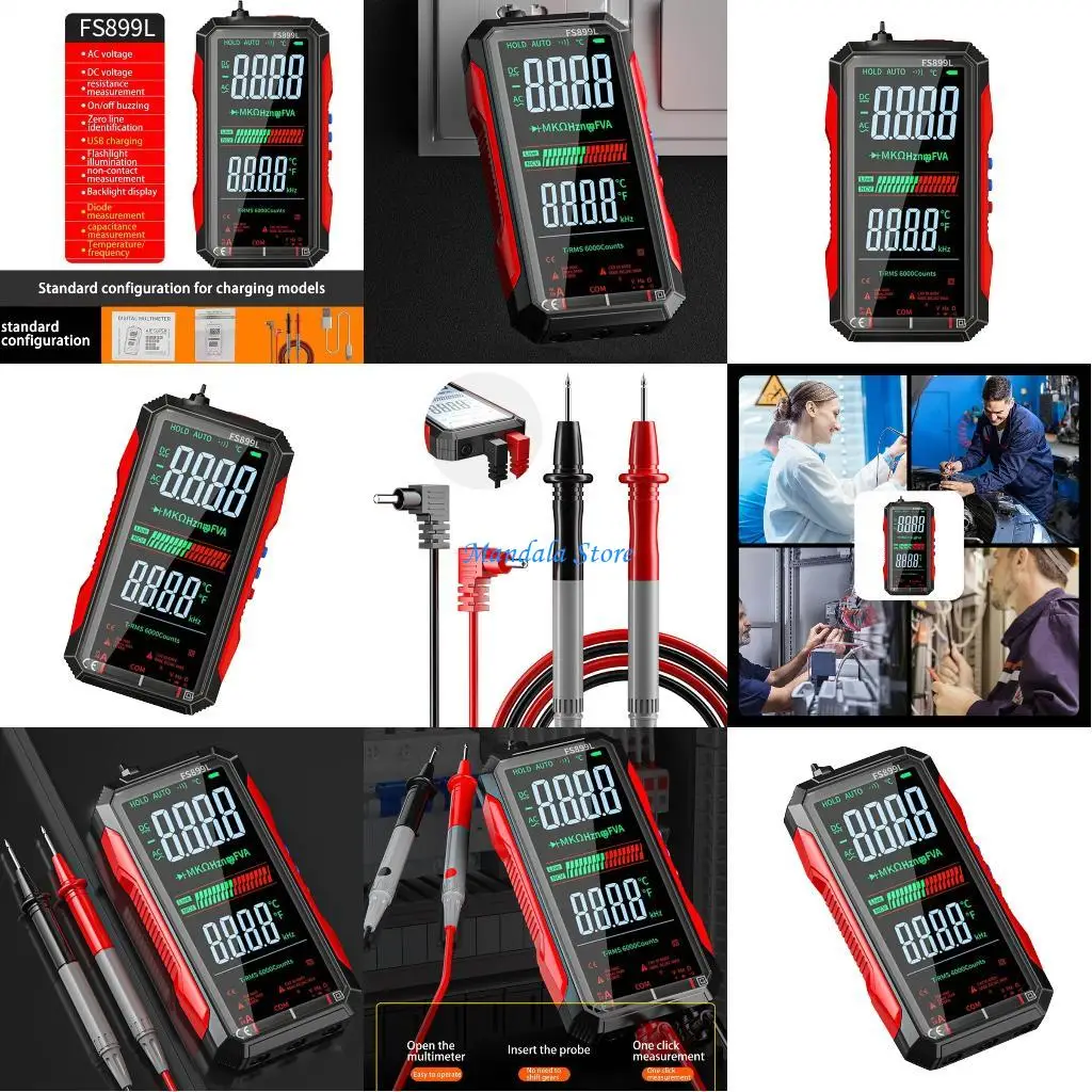 

U2JC Multimeter With Averse Drop High Accuracy 600V Electric Testing Color Screen For Electricians And Technicians