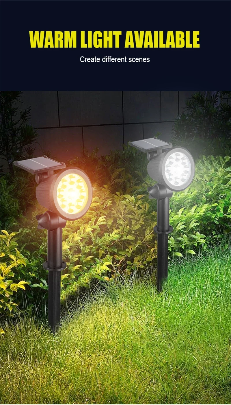 Solar Landscape Lights 9LED Adjustable In-Ground Wall Spotlight IP65 Waterproof Outdoor Lighting for Garden Yard Pathway 1-4Pcs