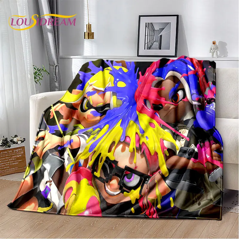 Games,Splatoon, Cartoon Soft Plush Blanket,Flannel Blanket Throw Blanket for Living Room Bedroom Bed Sofa Picnic Cover Bettdecke