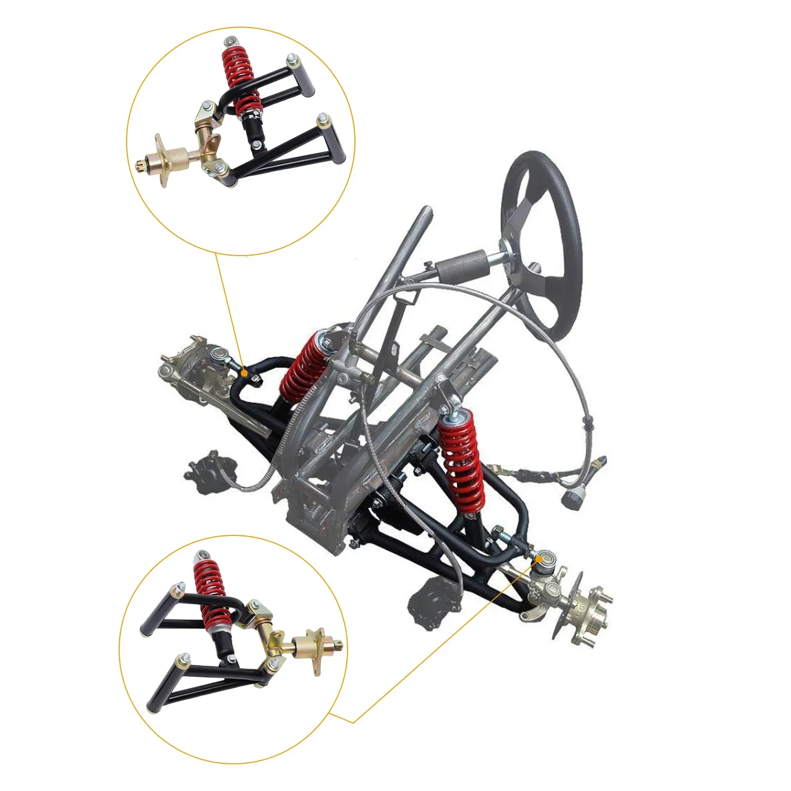 

Шпиндель поворотной стойки верхней/нижней руки и ступица колеса, подходит для DIY багги, электрического квадроцикла, квадроцикла, багги, детали для картинга ﻿
