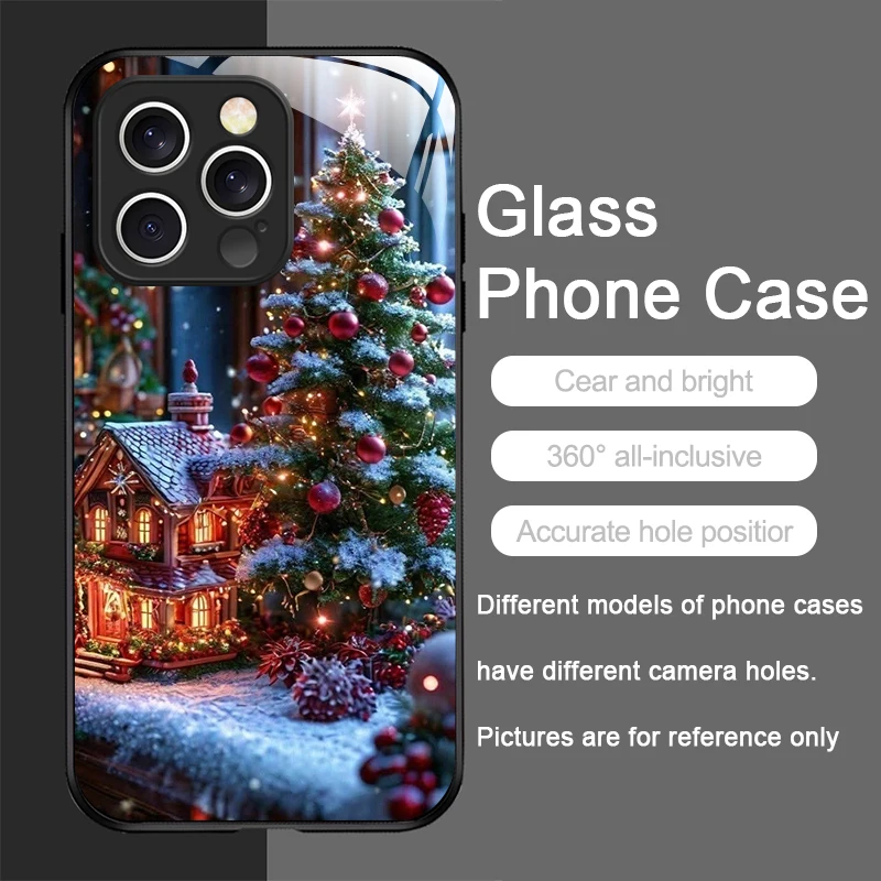 Kerstboomcadeau Besneeuwde stad Landschap Creatieve telefoonhoes voor iPhone 17 16 Pro Max 15 14 13 12 Mini 11 Pro XS XR 7 8 Plus Cover