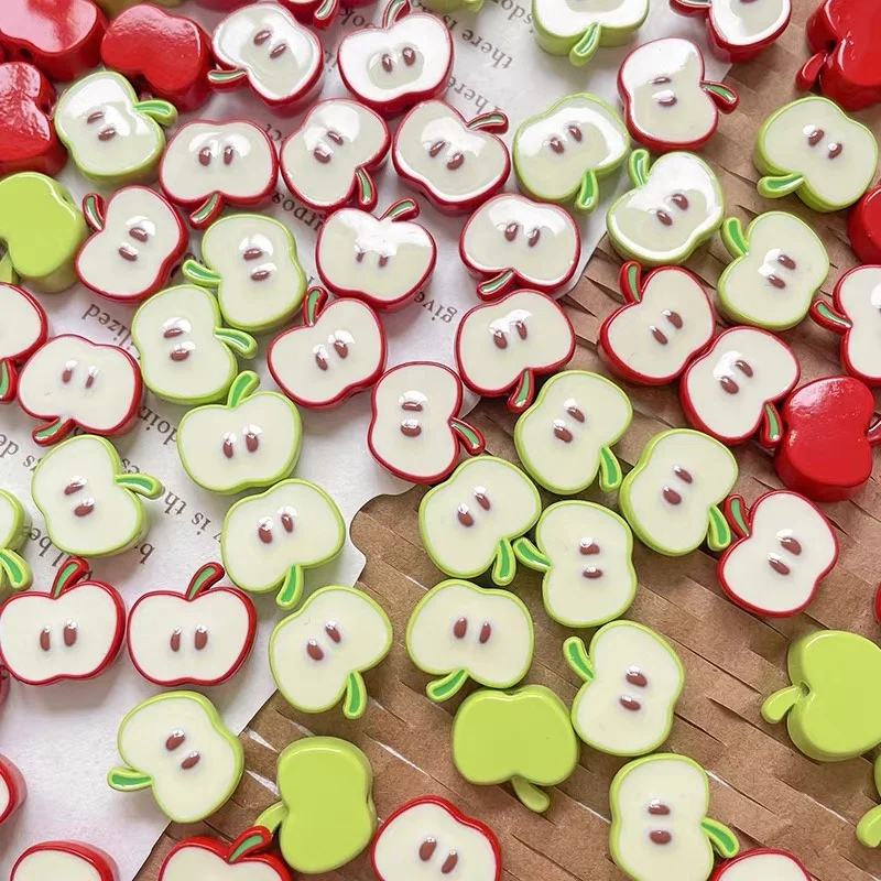 New style 40pcs/lot color spray paint cartoon apple shape alloy floating locket charms diy jewelry garment accessory