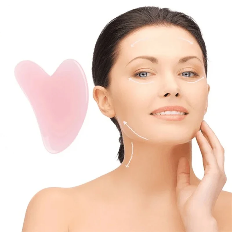 Heart-shaped Beauty Scraping Board Pink Facial Massage Tool to Promote Blood Circulation