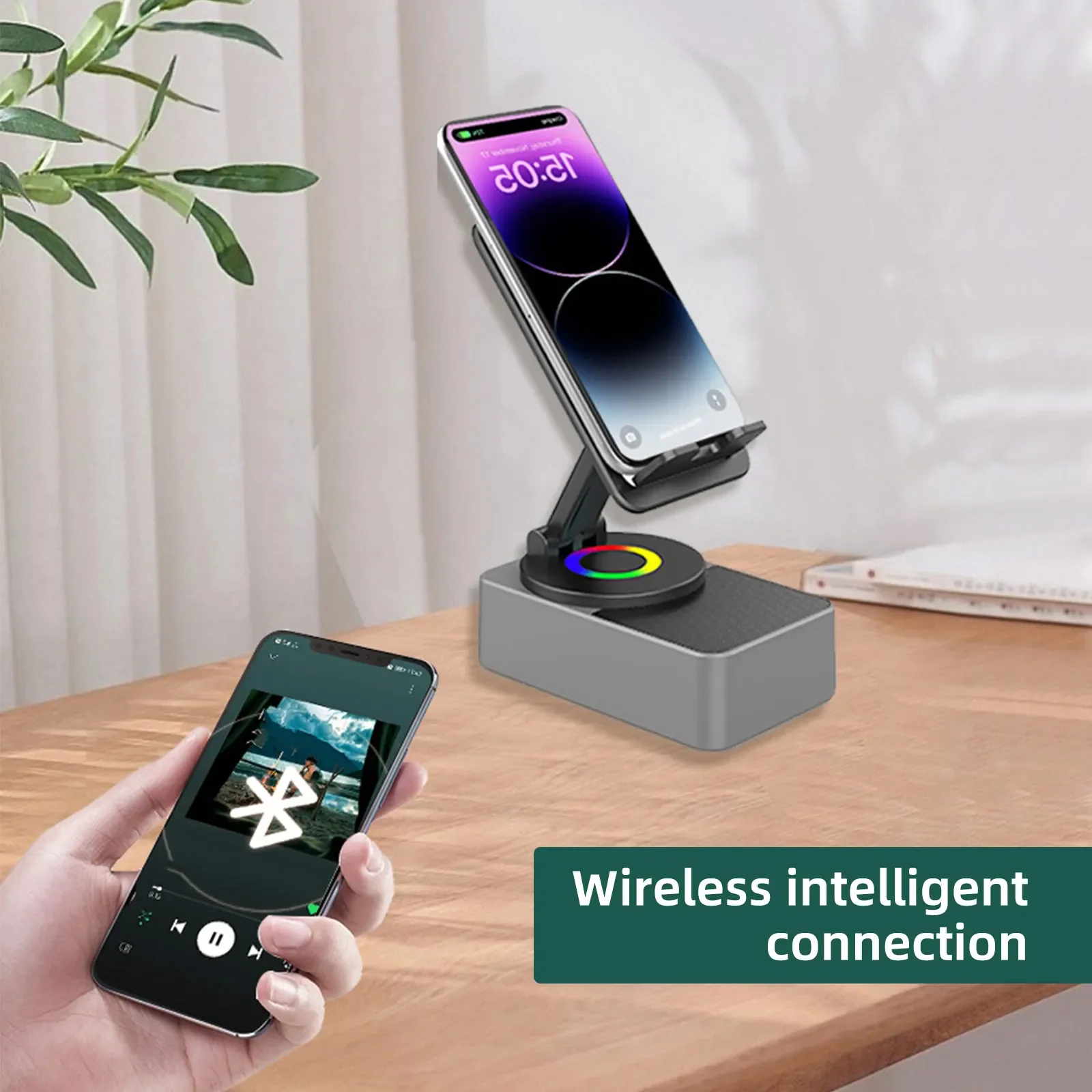 

Home Office Speaker W/360 Phone Dock & Calm Lighting - Dual Usb Charging Hub for Productivity Smart Bluetooth Connection