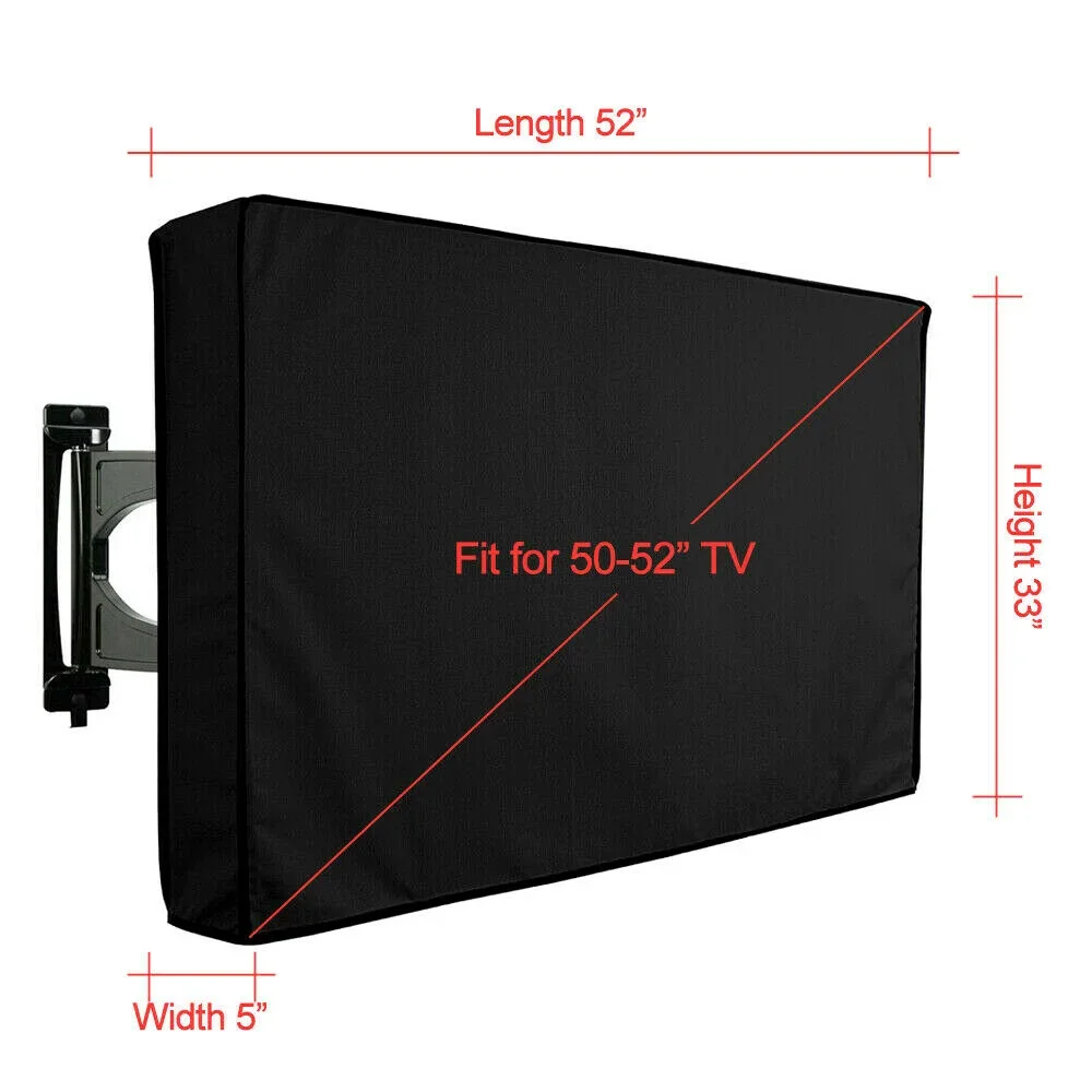 Black Outdoor Waterproof TV Cover 600D Polyester Durable Waterproof PVC Coated TV Protective Cover for 22\'\' To 52\'\' LCD LED TVs