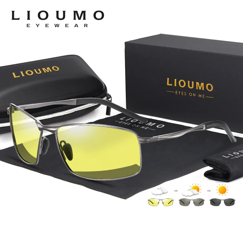 

LIOUMO New Design Square Photochromic Sunglasses Polarized Men Women Fashion Chameleon Driving Sun Glasses Anti-Glare zonnebril