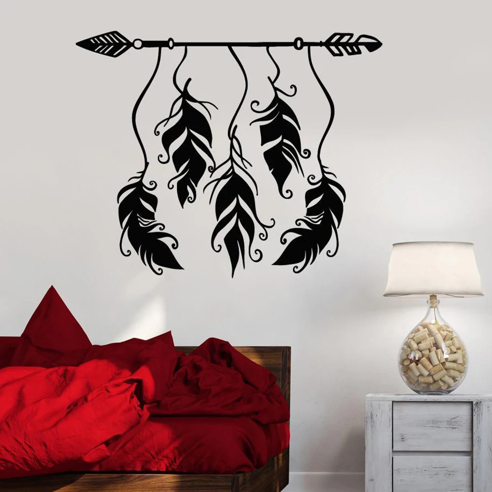 1PC Cute Feather Arrow Wall Stickers Waterproof Wall Art Decal For Study Room Decal Creative Stickers