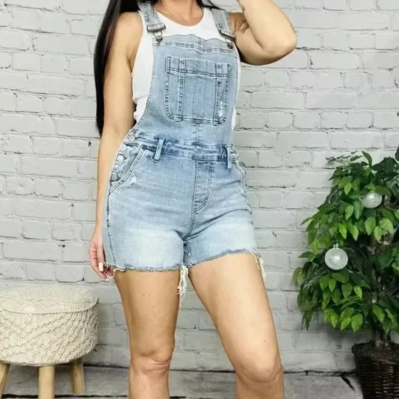 

Playsuits One Piece Women Suspender Denim Long Pants Straight Rompers Y2k Summer Summer High Waist Jumpsuit Overalls Jeans