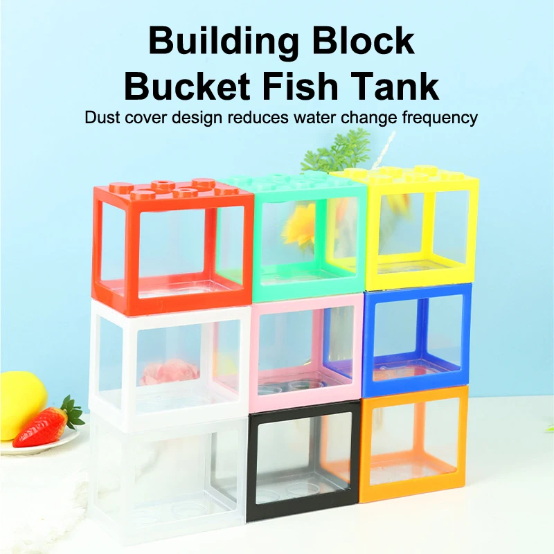 1 Pack Creative Landscape Home Cube Fish Tank Fighting Fish Tank Small Desktop Mini Fish Tank Stackable Creative Design Aquarium - Image 3