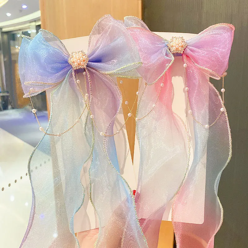 Haarbänder für Kinder, Regenbogen-Schleifen für Mädchen, geflochtene Haarspangen, Kopfschmuck, Prinzessinnen-Pferdeschwänze, Bänder, Haarnadeln – Detail 5