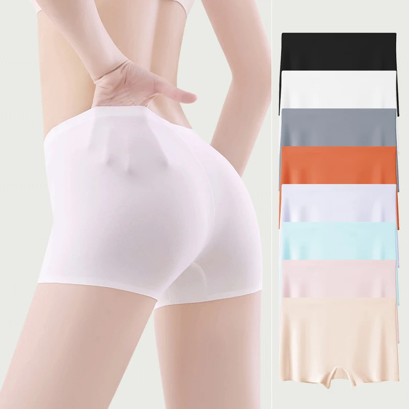 

Women'S Seamless Ice Silk Boxer Briefs High Waist Panties Women Anti Chafing Shorts Boy Shorts Summer Underwear Sexy Lingerie