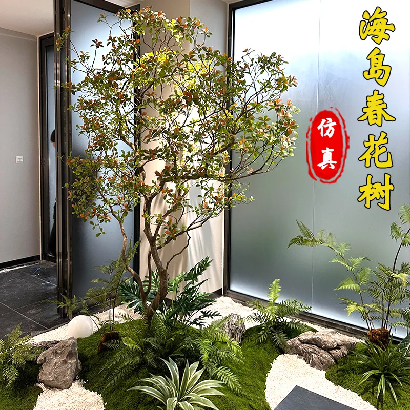 

Simulation island spring flower false tree patio window indoor green plants landscape decoration soft decoration ornament