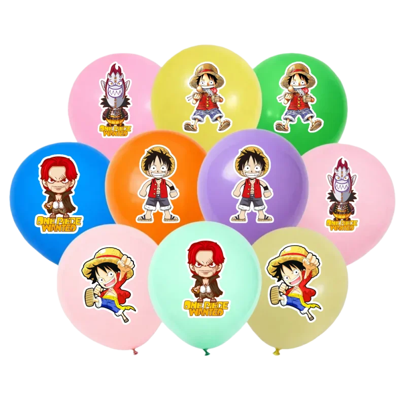 10/20 Globos de One Piece, Luffy, Zoro, Chopper, Usopp, Sanji, Franky, Globos de Látex de Anime, Decoración para Fiestas de Cumpleaños Infantiles