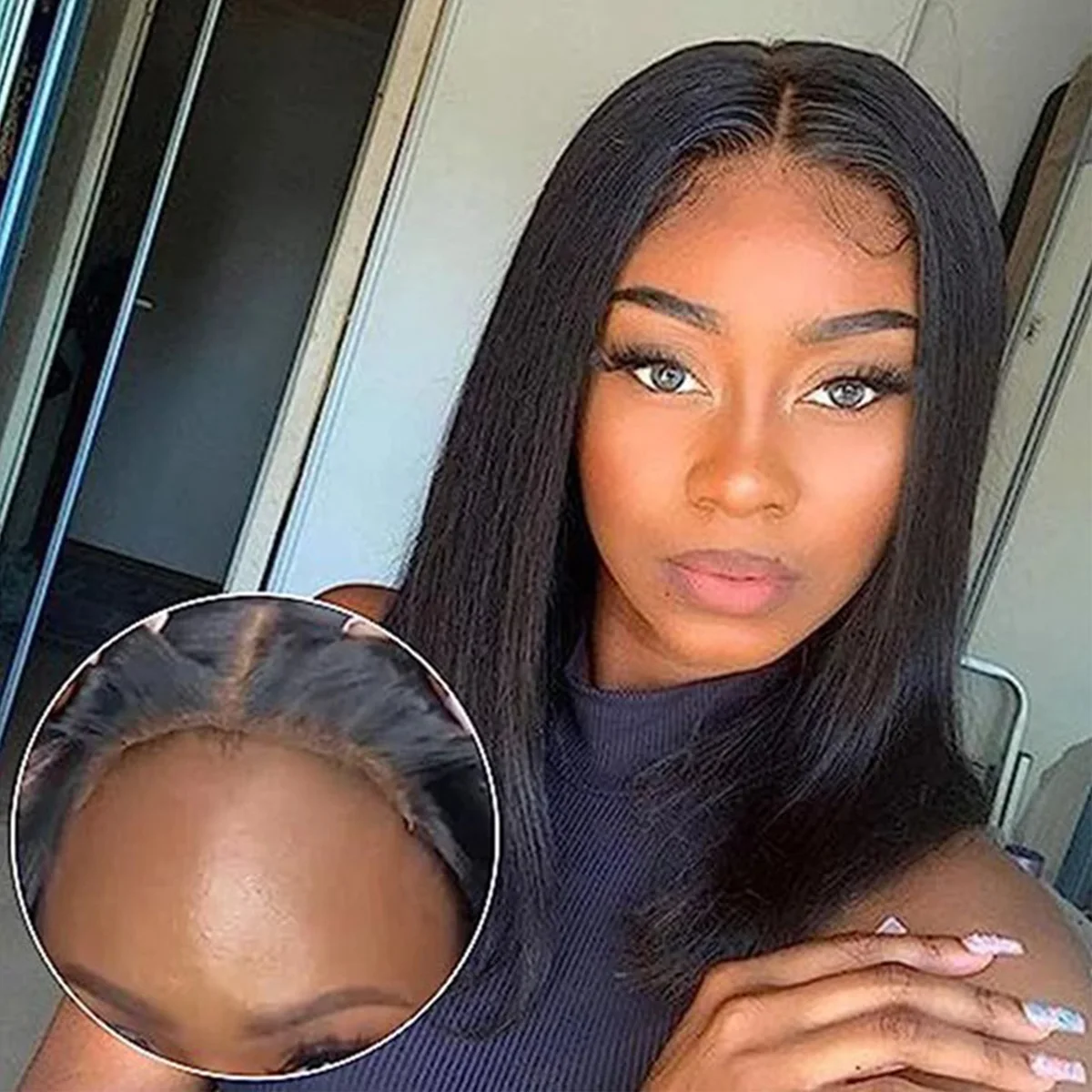 Wear Go Glueless Human Hair Wig Bob Short Straight 4x4 Lace Closure Bob Wig Pre Cut HD Transparent Human Wigs Ready to Go