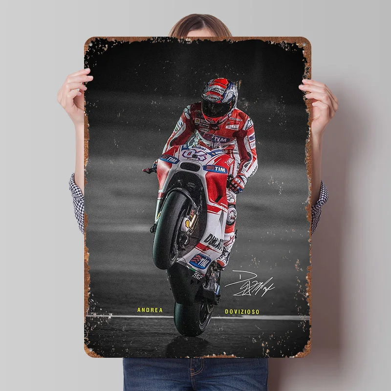Andrea Dovizioso MotoGP Printed Poster Customized Wall Art Retro Vintage Metal Tin Signs for Home Office Decor Room Accessories