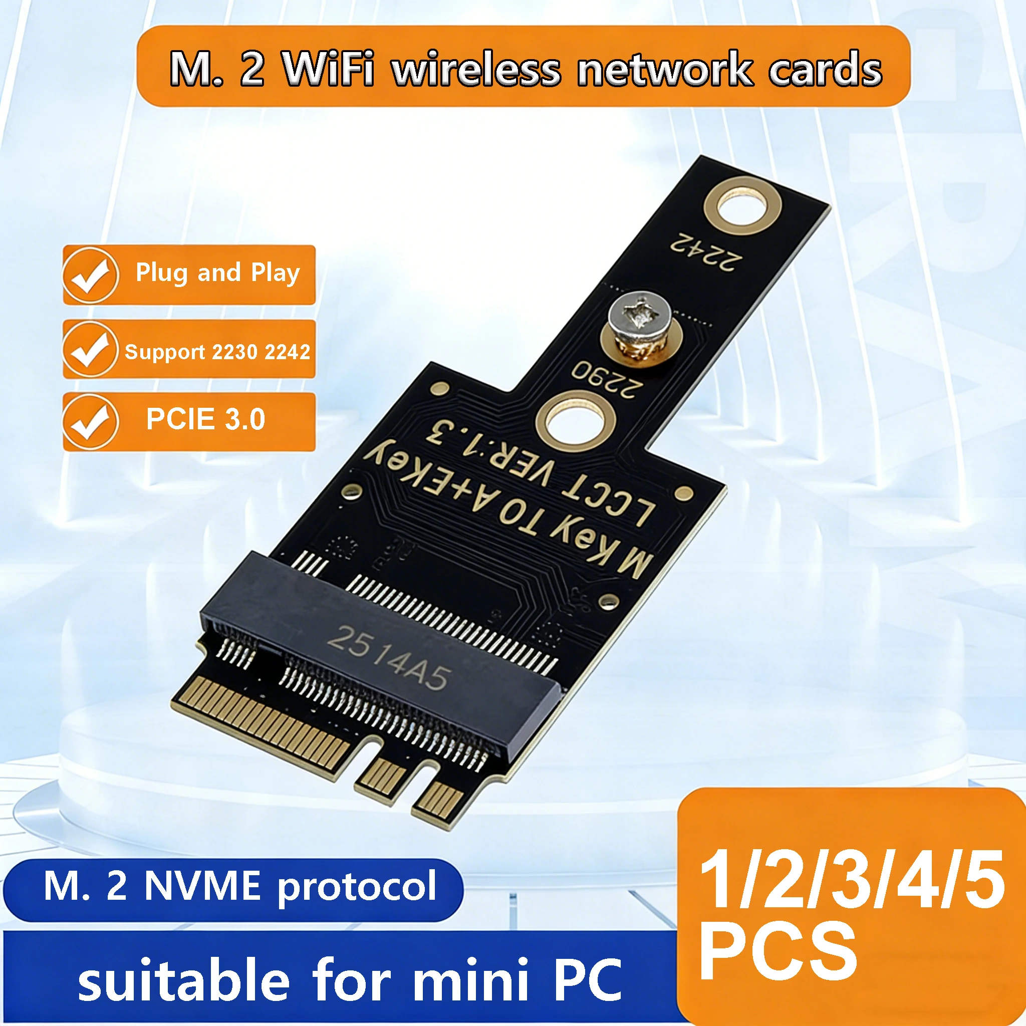 

Адаптер-карта M.2 NGFF для беспроводных сетевых карт WiFi A+E KEY bit и накопителей NVME 2230, подходит для мини-ПК