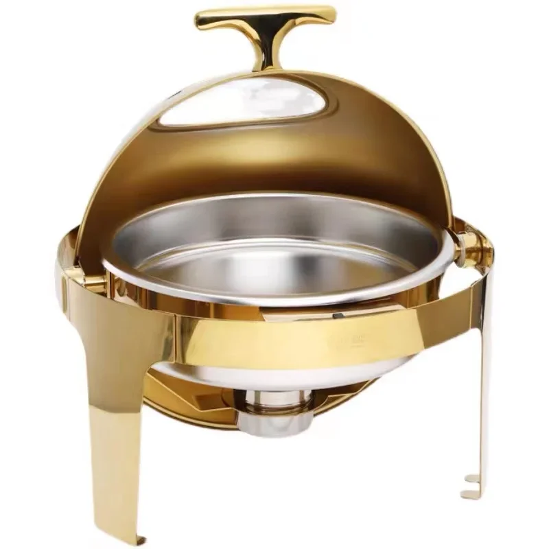 Thickened gold-plated round Buffay furnace electric heating visible clamshell hotel breakfast stainless steel insulated furnace