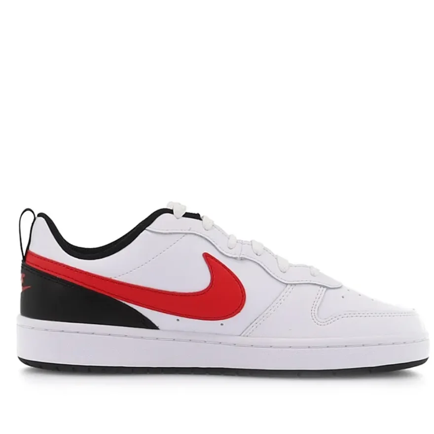 Nike-Court Borough Basses 2 Baskets Basses pour Enfants, Blanc Noir Rouge