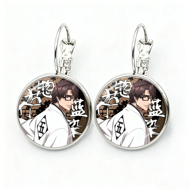 Bleach Glass Cabochon Kurosaki Ichigo Inoue Orihime Abarai Renji Grimmjow Jaegerjaques French Hook Earrings Jewelry Gifts