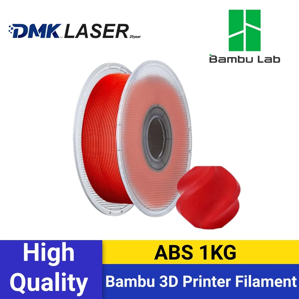 Bambu Lab ABS 3D Printer Filament, Ultra-Low Odor High Toughness Heat-Resistant Stability 1kg Spool with RFID Smart Parameter