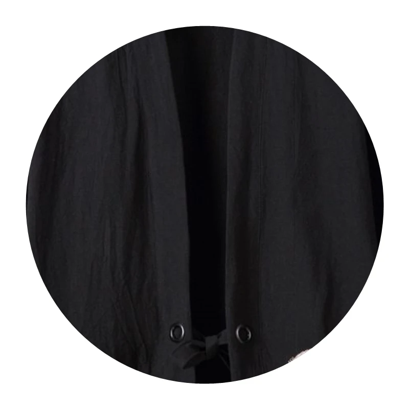 

Men's Summer Kimono Sle Cotton Linen Fce Lined irt Open Cardigan Hanfu Seven Quarter Sve Loose Fit Chinese Sle Ca...