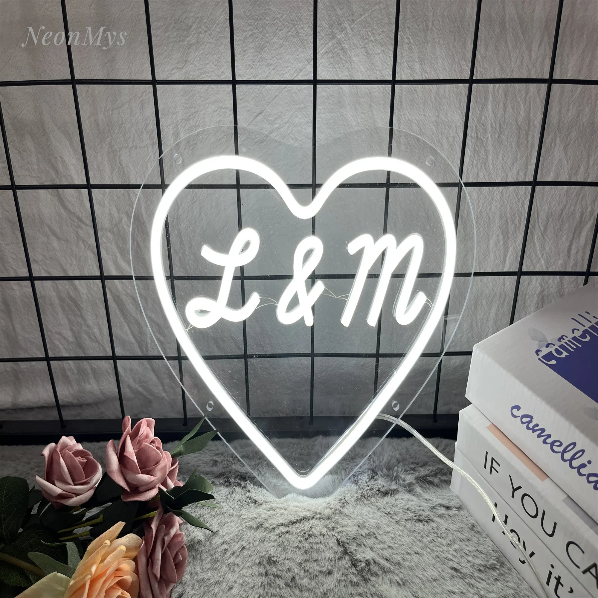 Aangepaste Naam Letters Neon Teken Liefde Hartvorm Led Nachtverlichting Bruiloft Decoratie Verjaardag Slaapkamer Huis Muur Decor