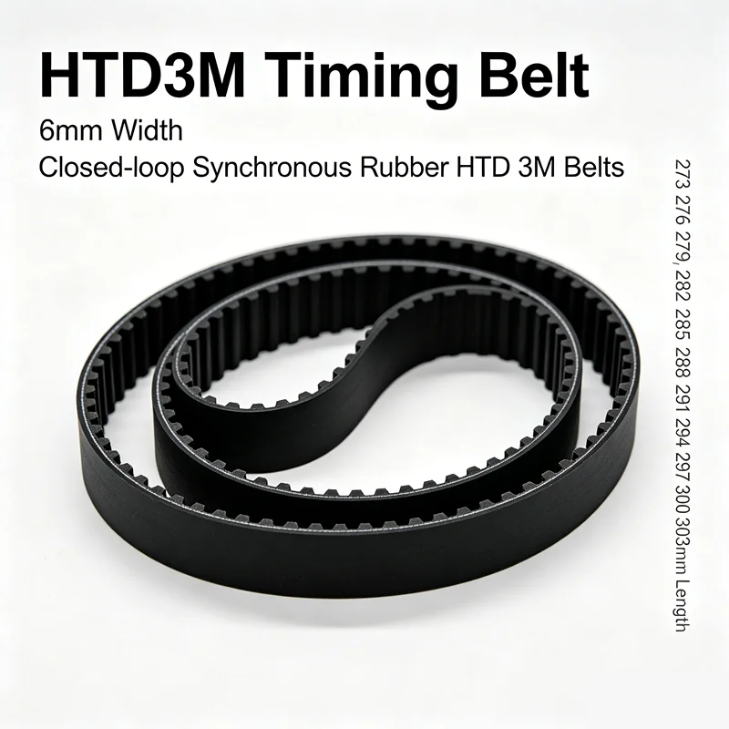 HTD3M Timing Belt 6mm Width Closed-loop Synchronous Rubber HTD 3M Belts 273 276 279 282 285 288 291 294 297 300 303mm Length