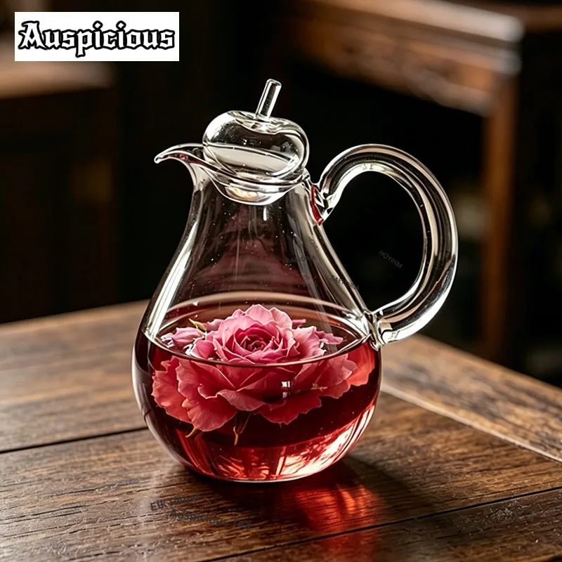 ZAEYORIA Japanese Handmade Glass Wine Jug, Apple Sharing Pot, Multi-purpose Spirits Divider, Wine Pot, Teapot Tea Divider Kettle