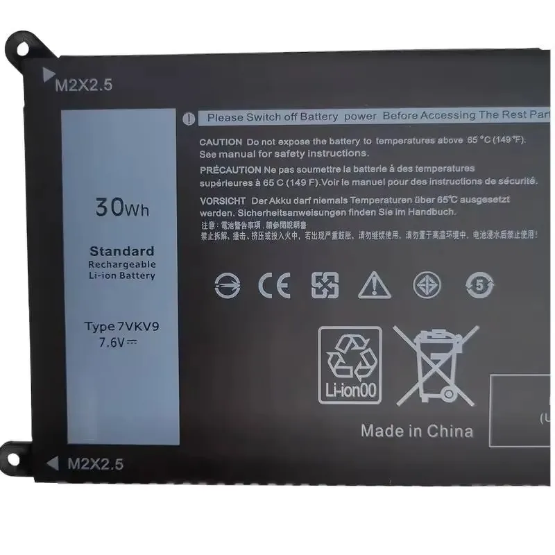 

New 7VKV9 Laptop Battery 9TV5X for Dell XPS 12 9250 Latitude 12 7275 V55D0 30Wh