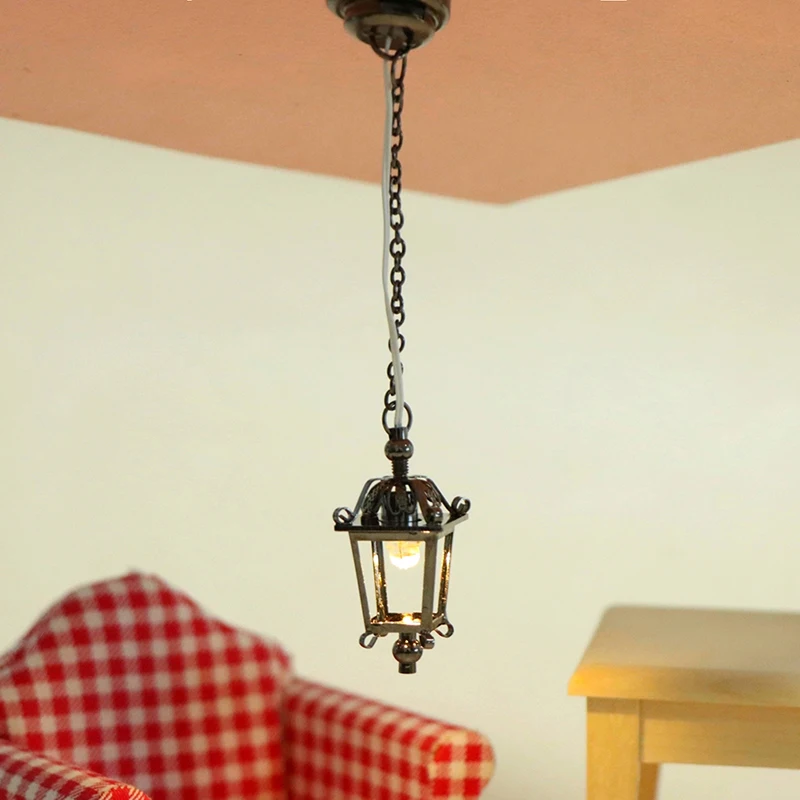 1:12 Dollhouse Miniature LED Chandelier Wall Lamp Ceiling Light Mini House Scene Decor Model Accessory