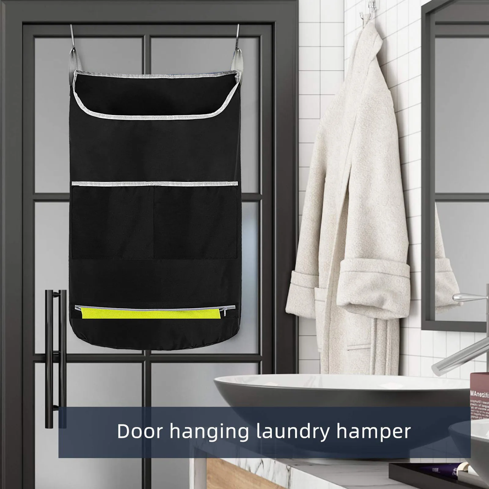 Dirty Clothes Hang Bag Large Opening Over The Door Laundry Hamper Wide Opening Large Capacity Dirty Clothes Storage Ba