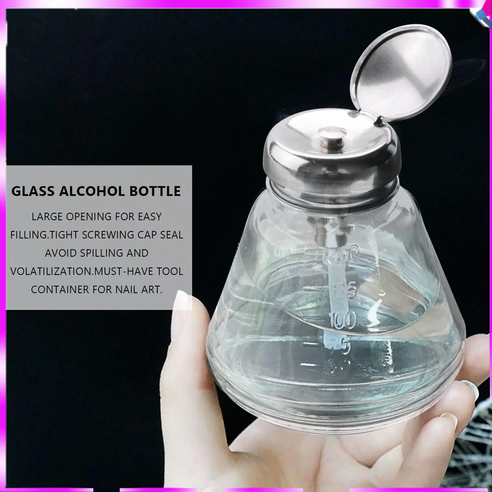 

N96R Пустой дозатор с насосом для снятия макияжа с лаком для ногтей Стеклянная пресс-бутылка