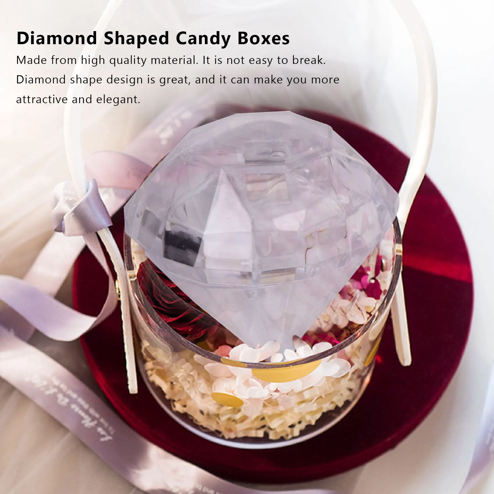 12PCS Transparent Diamond Shape Candy Box Wedding Favor Gift Boxes Party Box Clear Plastic Container Home Decor Gift