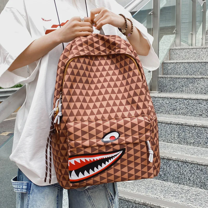 New Men's Trendy Shark Print Backpack - Lightweight Travel Laptop Bag, Student Bookbag