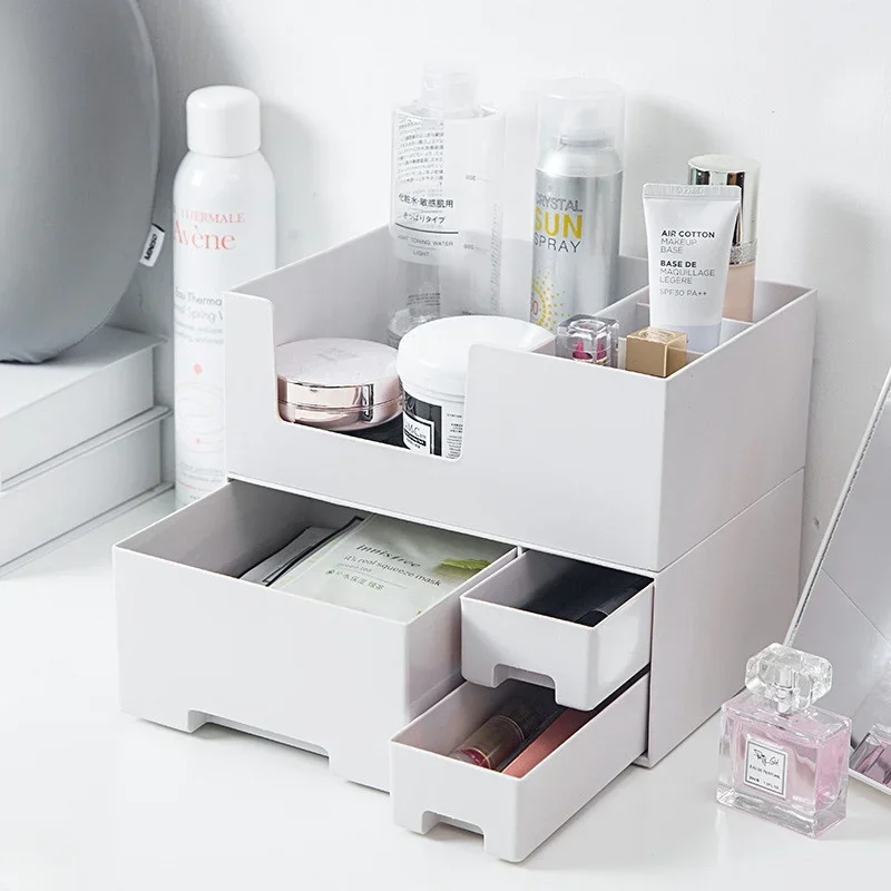 

Double-layer Cosmetic Storage Box Large Capacity Makeup Organizer Desktop Organizer Jewelry Nail Polish Makeup Drawer Container
