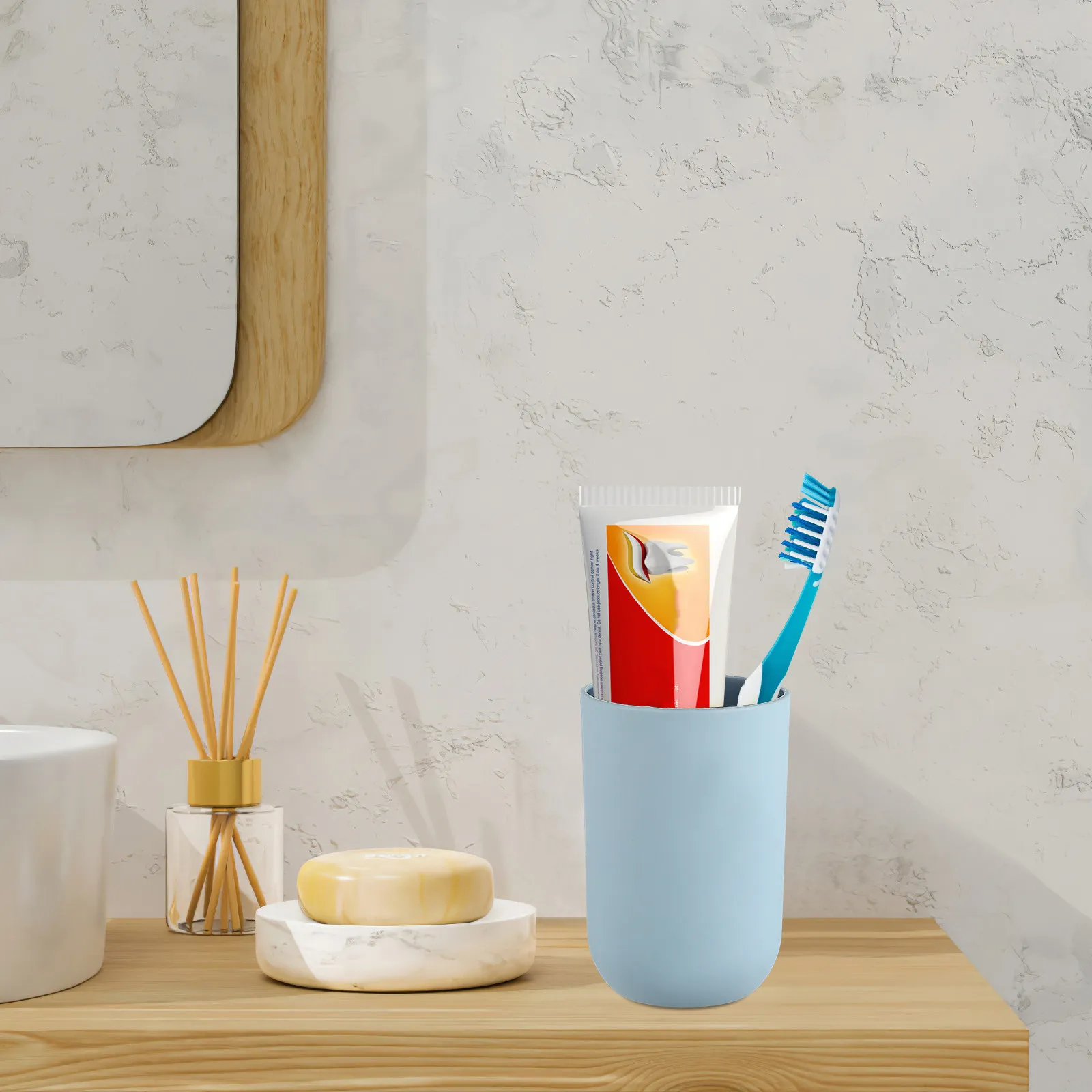 4Pcs Streamlined Plastic Bathroom Tumblers Tooth Mugs for Toothbrush Mouthwash Daily Washing Sturdy Anti-Fall Non-Slip Design