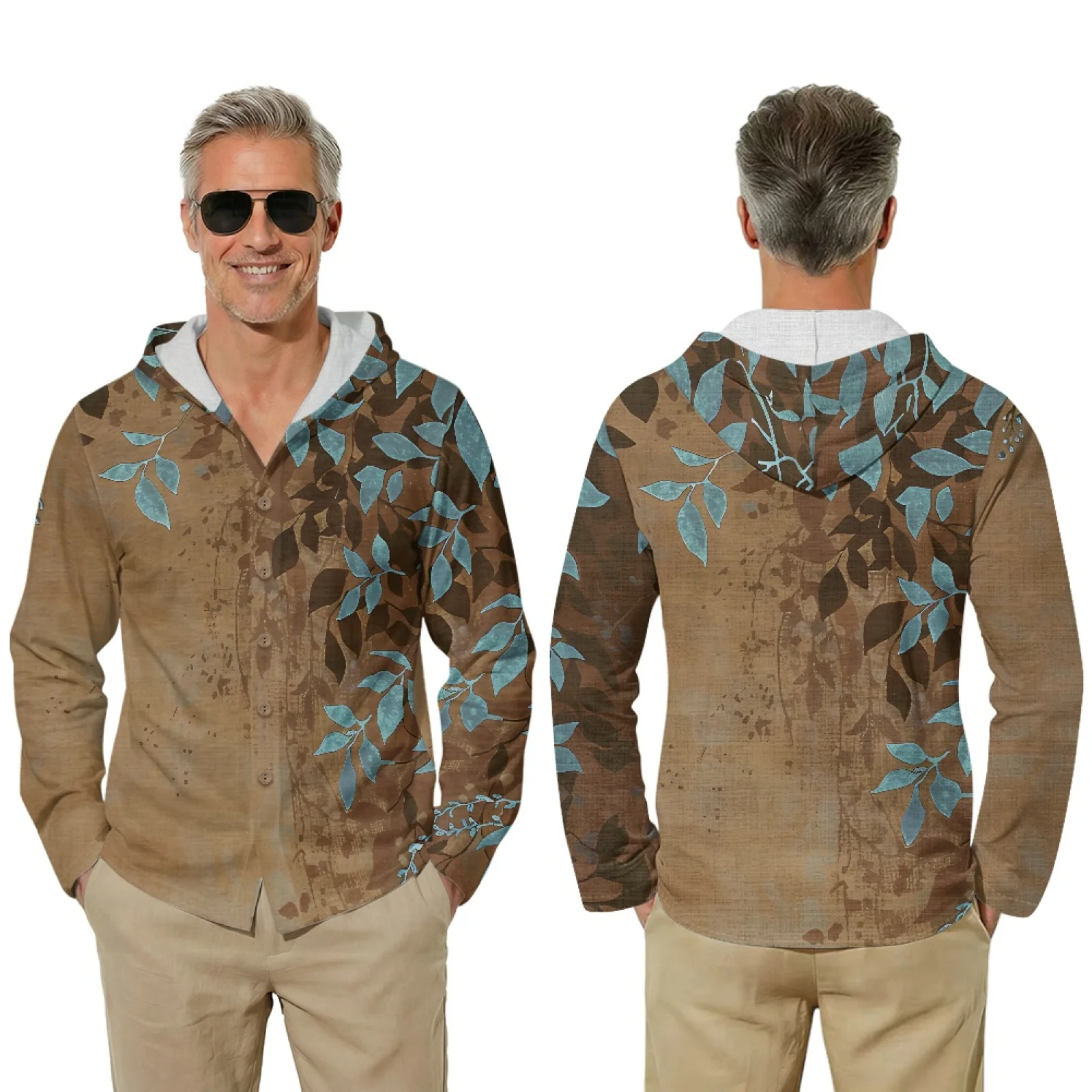 PENSTROLL Blaues Blattdruck-Le – Men'S Fashion Hoodie Bewertung und Preis