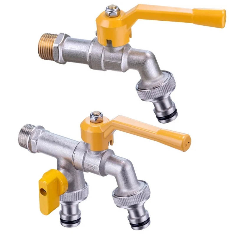 Garden 1/2'' 3/4'' Water Faucet Water Splitter 1-Way 2-Way Connector Coupling Adapter Valve Switch Irrigation Tap Replace