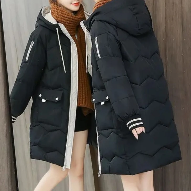 Winter Coats Women\'s Jacket 2024 Sustans Hooded Long Coat Thick Warm Windbreaker Casual Student Coat New In Outerwears Basics