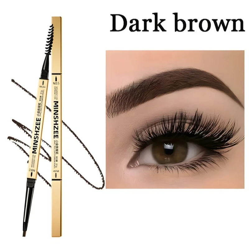 Matte wenkbrauwpen Waterdichte make-up Dubbele kop Blijvend Bruin Vlekvrij Wenkbrauwpotlood Tint met borstel Cosmetica Gouden buizen