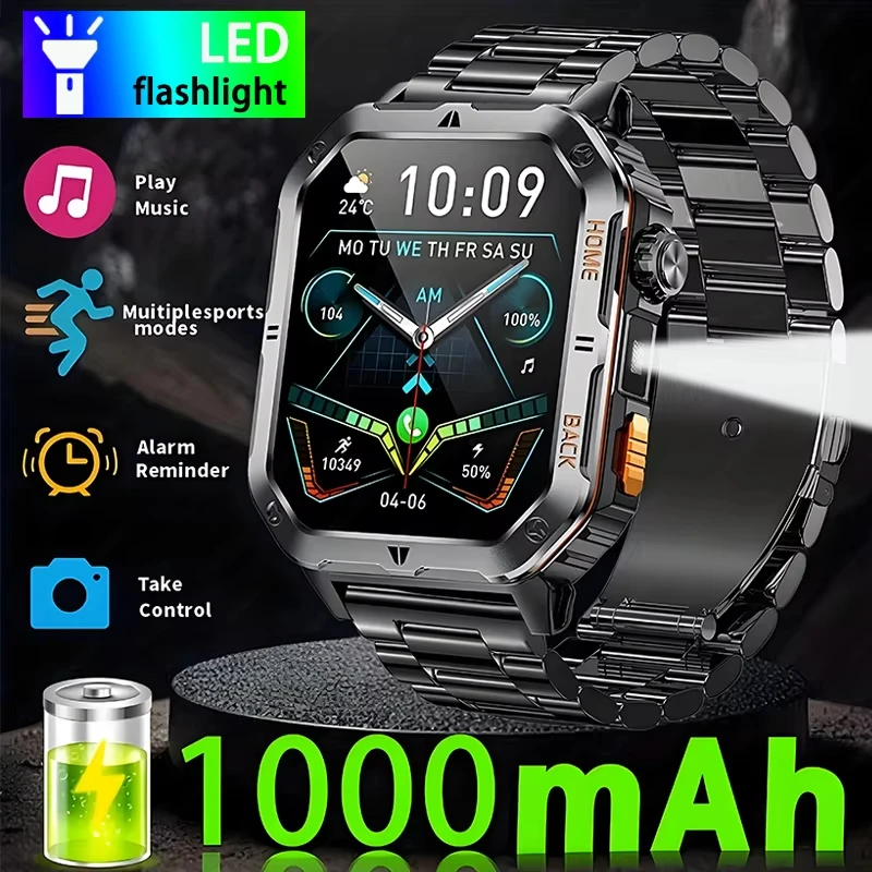 

2025 New Smart Watch Men 1000mAh Ultra Large Battery 3ATM Professional Waterproof 2.01" HD Display Outdoor GPS Sports Smartwatch