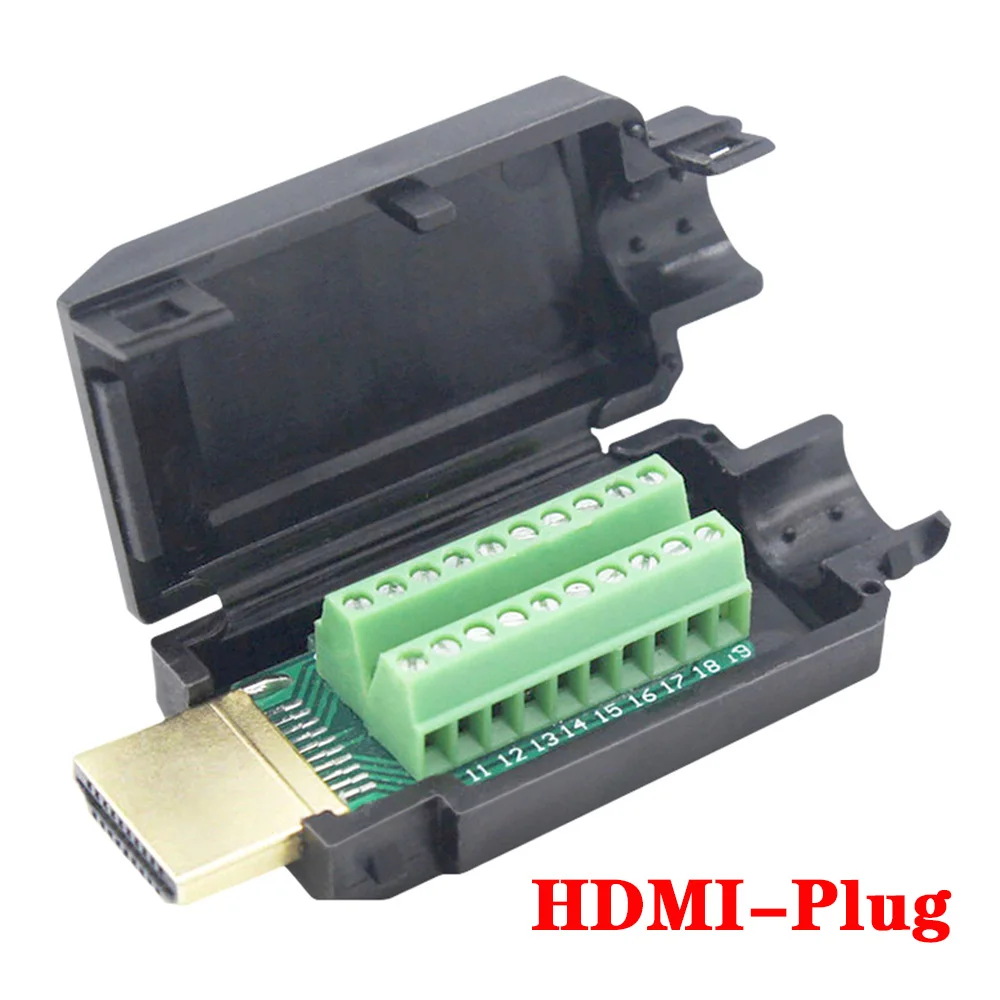 

1PCS DIY HDMI Male 19Pin Adapter Connector Plug Breakout Terminals Solderless Connector With Cover 19P